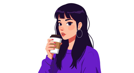 Young woman holding coffee cup while looking thoughtfully  