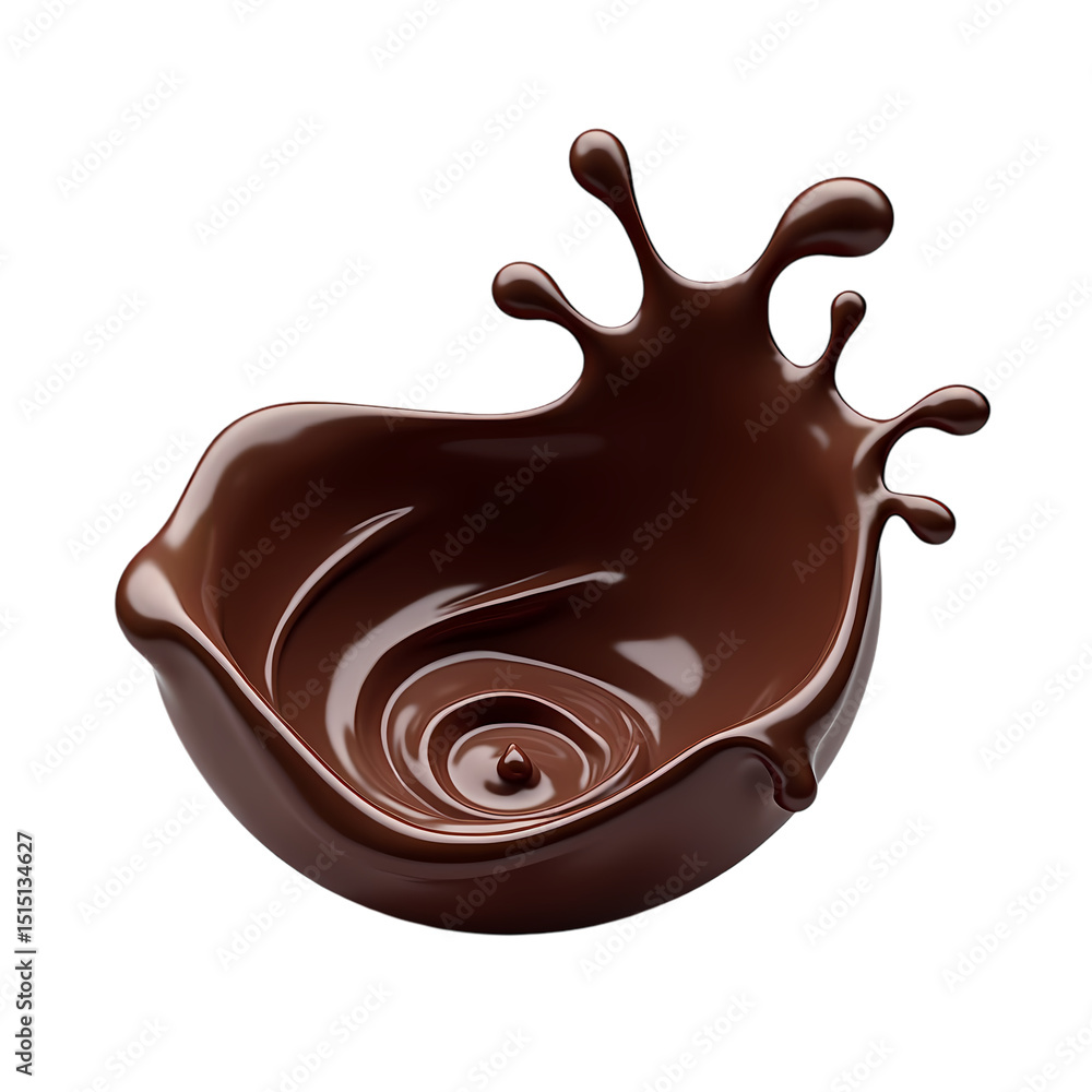 Poster a chocolate splash with a swirling center isolated view isolated on transparent background