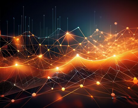 abstract image of interconnected dots and lines with a warm gradient use it for network science or technology related projects designs