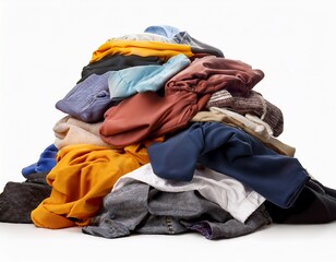 pile of dirty clothes isolated on transparent or white background