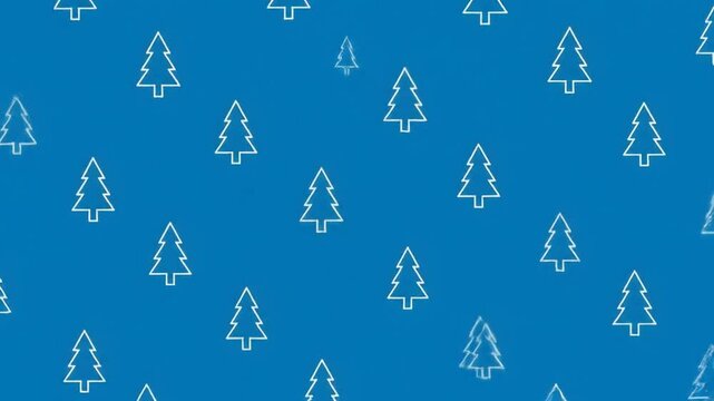 White outline christmas tree pattern background