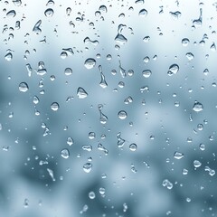 Frozen Water Droplets on Glass Window With Blurred Background