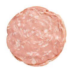 two slices of Italian mortadella sausage cut out