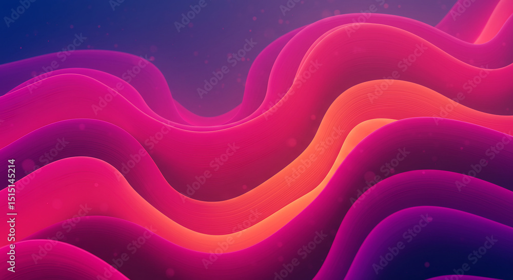 Poster vibrant abstract 3d illustration featuring colorful layered waves in pink, orange, and purple. smoot