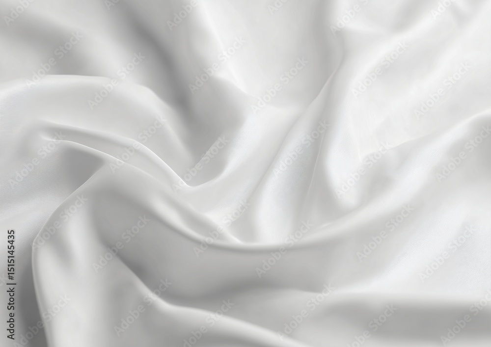 Poster silky smooth texture: a close-up shot of a smooth, pristine white silk fabric, its soft folds and su