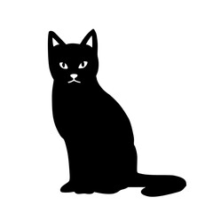 mysterious black cat silhouette with piercing eyes
