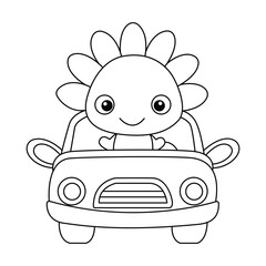 Axolotl hand drawn coloring page for kids