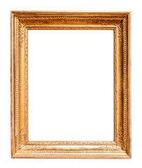 old vertical golden wooden picture frame cutout
