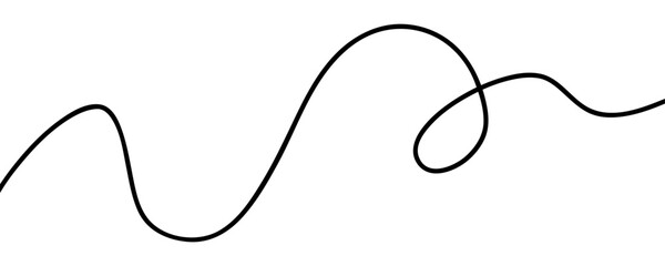 Wavy curvy long squiggles line, loopy line, wave line - stock vector