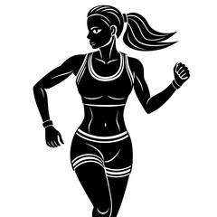 A Women Marathon silhouette on white background