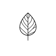 Black and White SVG of a Minimal Leaf Outline