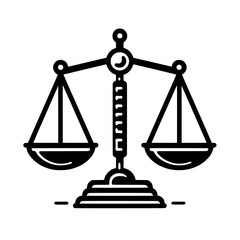 Black and White SVG of a Balanced Scale Icon