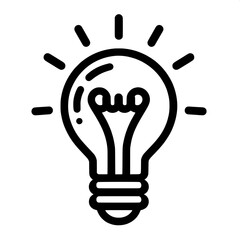 Black and White SVG of a Lightbulb Outline