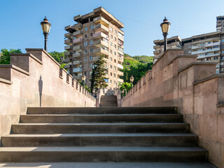 surface of steps of bridge at Voghji river, Kapan