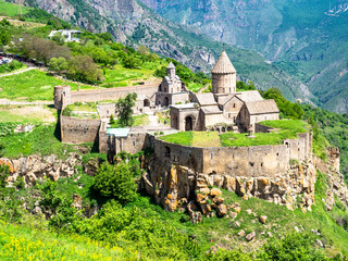 edifice of Tatev Monastery on sunny May morning