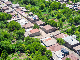 aerial view of houses in Halidzor village, Armenia