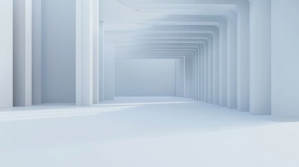Abstract white architectural hallway
