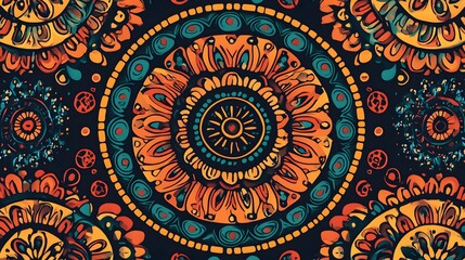 Obraz premium Ornate circular pattern with detailed floral designs.