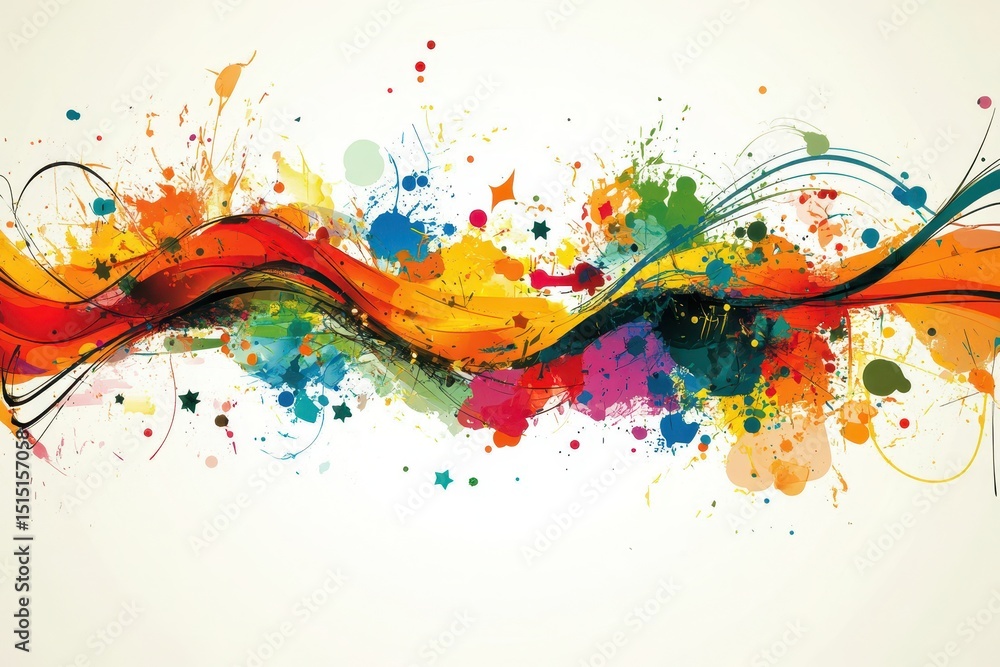 Poster vibrant abstract colorful splash with swirls and dots design