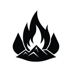 Stylized black and white bonfire or campfire illustration