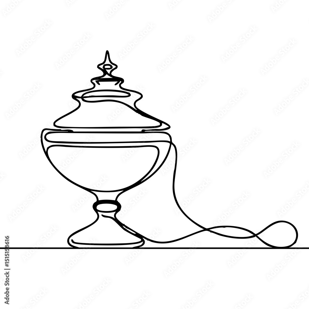 Poster elegant decorative bowl outlined with a string in minimalist style
