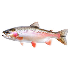 Obraz premium Fresh Water Rainbow Trout Swimming in Clear Clean Water with Bright Colors, isolated on transparent background.