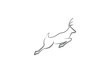 Creative line art deer icon vector. Simple deer jumping vector.