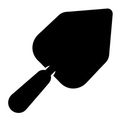 A simple silhouette illustration of a builder's trowel, a common construction tool