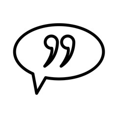 Quotes outline icon. Comment bubble icon isolated on white background. Transparent background, minimalist symbol. Vector images