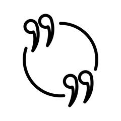 Quotes outline icon. Comment bubble icon isolated on white background. Transparent background, minimalist symbol. Vector images