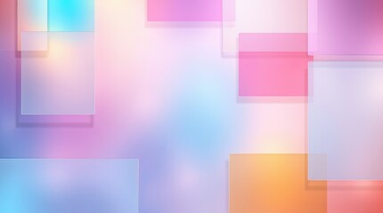 Fototapeta premium Translucent squares and rectangles in pastel colors form a lively abstract background enhancing the atmosphere and inviting creativity for various uses