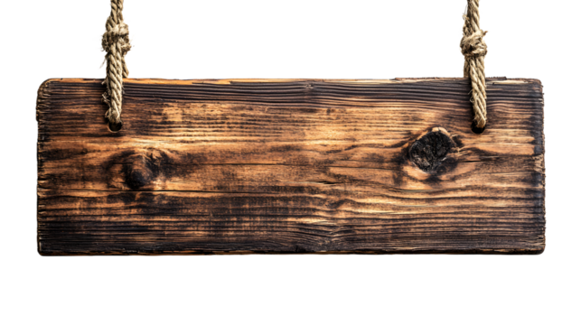 Wooden planks hanging retro vintage style. Isolated wooden board