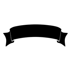Simple black ribbon banner isolated on a white background illustration image