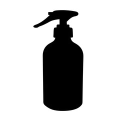 Silhouette of a Black Plastic Spray Bottle with Trigger Nozzle Design