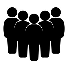 Black silhouette of a crowd of people standing together in unity