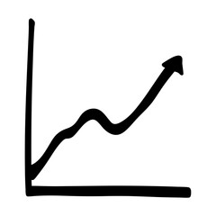 Hand Drawn Upward Trending Line Graph Illustrating Growth and Progress Concept