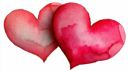 Watercolor hearts loves gentle embrace