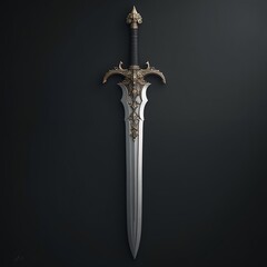 Ornate Sword with Gold Details on Dark Background