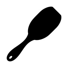 Black silhouette of a rice paddle spoon with a hanging hole on white