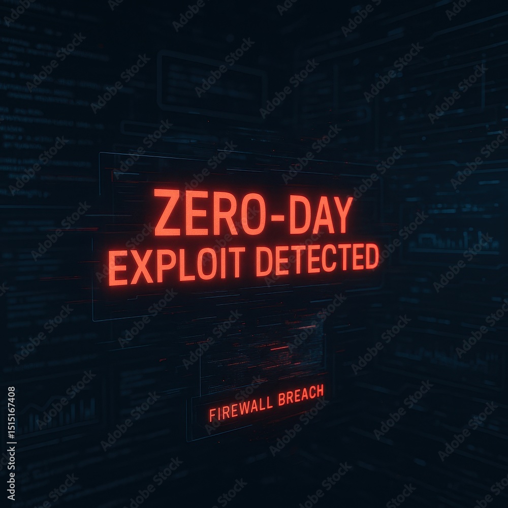Poster zero-day attack warning alerts triggered by detected firewall breach on network system