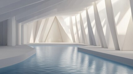 Modern minimalist pool in white architecture