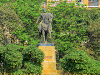 Statue of Chattrapati Shivaji Maharaj at the Gateway of India, Mumbai, India.
