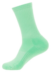 Mint green athletic sock with reinforced arch support isolated on white