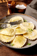 Homemade Ravioli Pasta with Cheese Filling