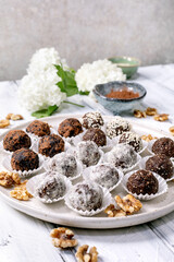 raw vegan balls Chocolate Truffles with Walnuts