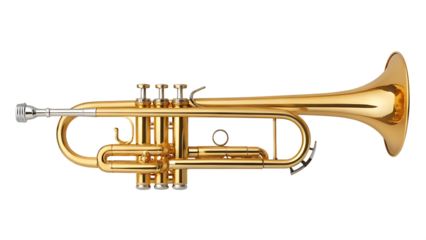 Golden trumpet musical instrument isolated on white background png ai generated isolated on a white background