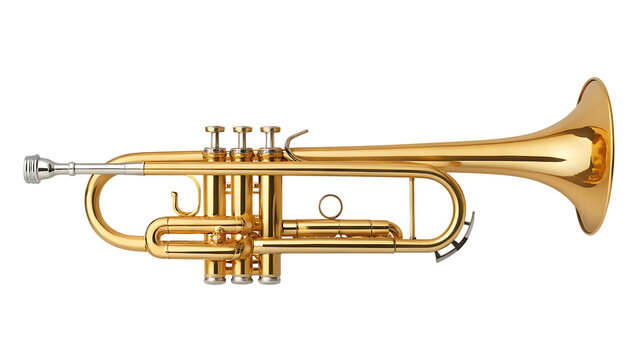 Golden trumpet musical instrument isolated on white background png ai generated isolated on a white background