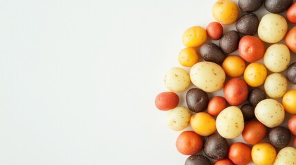Obraz premium Colorful Baby Potatoes on White Background.