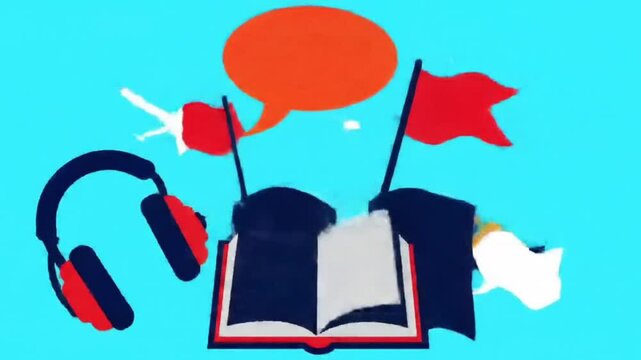 Audiobooks, Ebooks, Learning, Flags, Speech Bubbles, Knowledge, Education, Listening, Reading, Succe