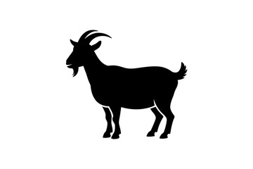 Black silhouette vector image of a standing goat